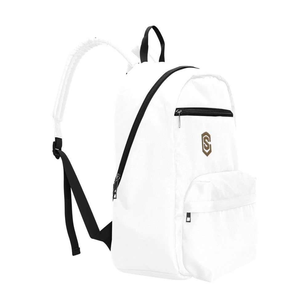 White Travel Backpack With Brown Logo Travel Backpack(Large Capacity)(Model 1691)