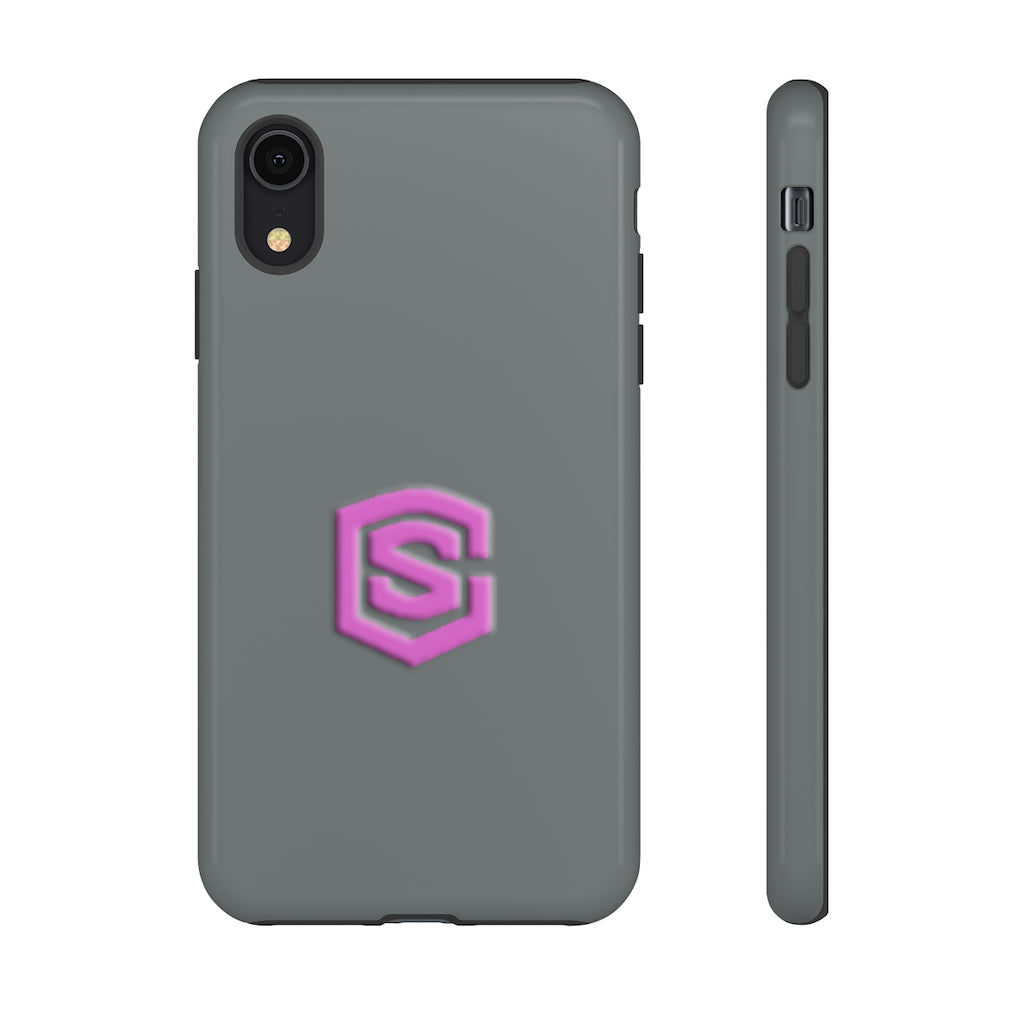 Grey Tough Cases Pink Logo