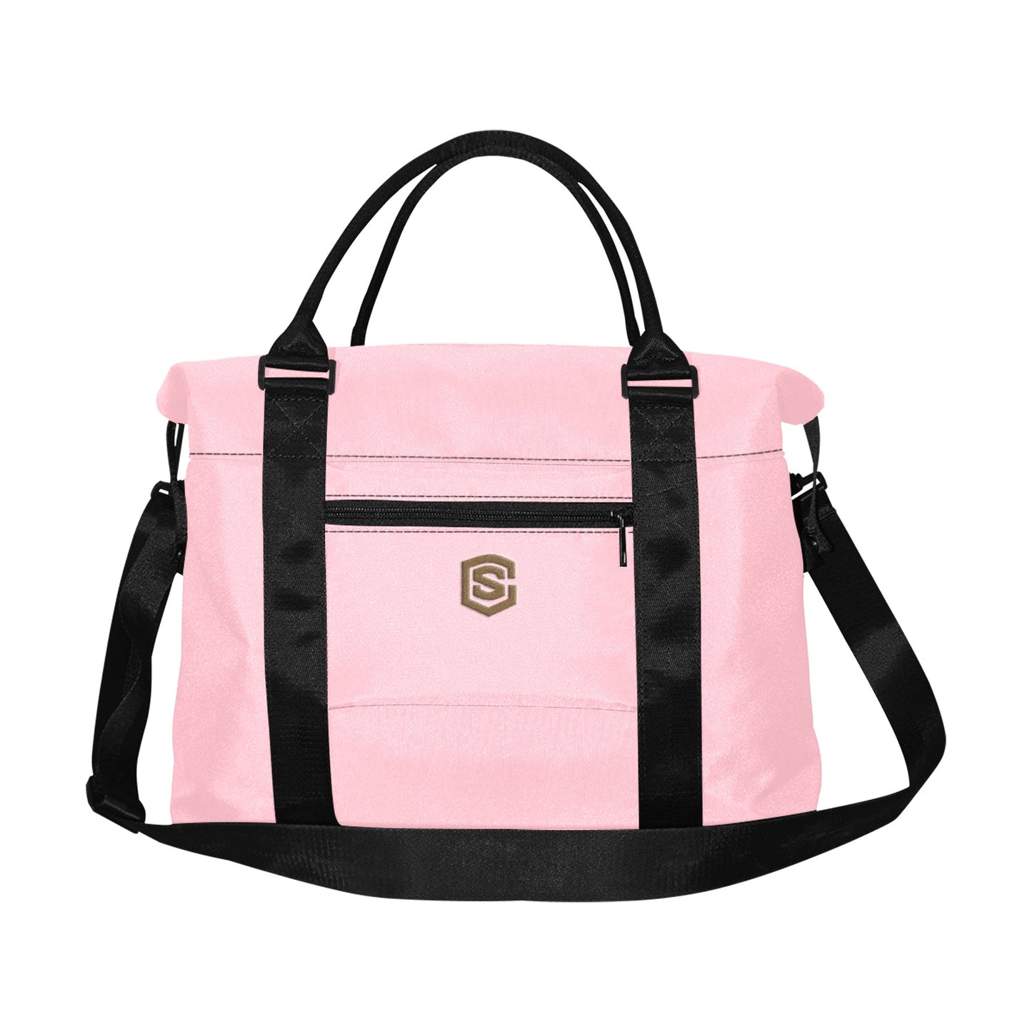 Pink Large Capacity Duffle Bag With Brown Logo Large Capacity Duffle Bag(Model1715)