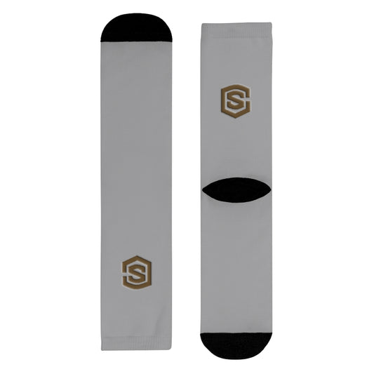 Light Grey Sublimation Crew Socks (EU) Brown Logo