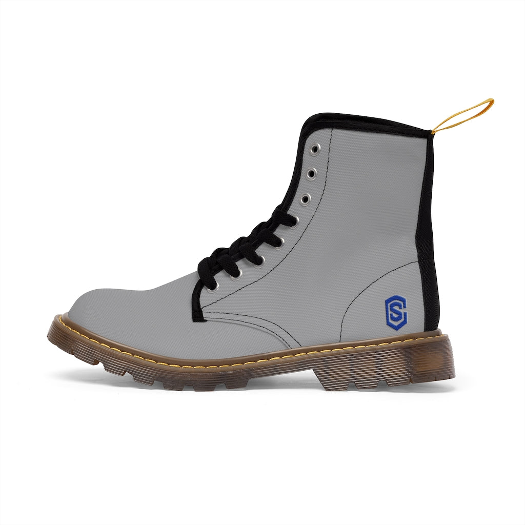 Grey Men's Canvas Boots Blue Logo