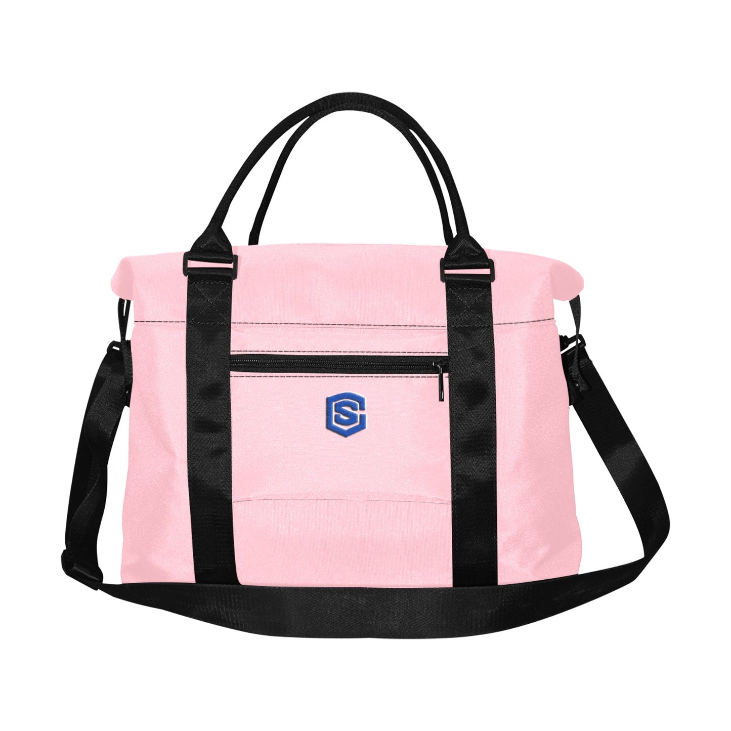 Pink Large Capacity Duffle Bag With Blue Logo Large Capacity Duffle Bag(Model1715)