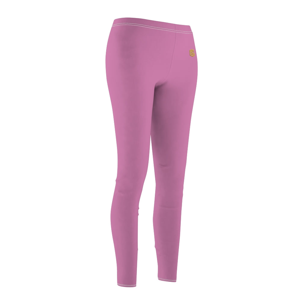 Pink Women's Cut & Sew Casual Leggings Gold logo