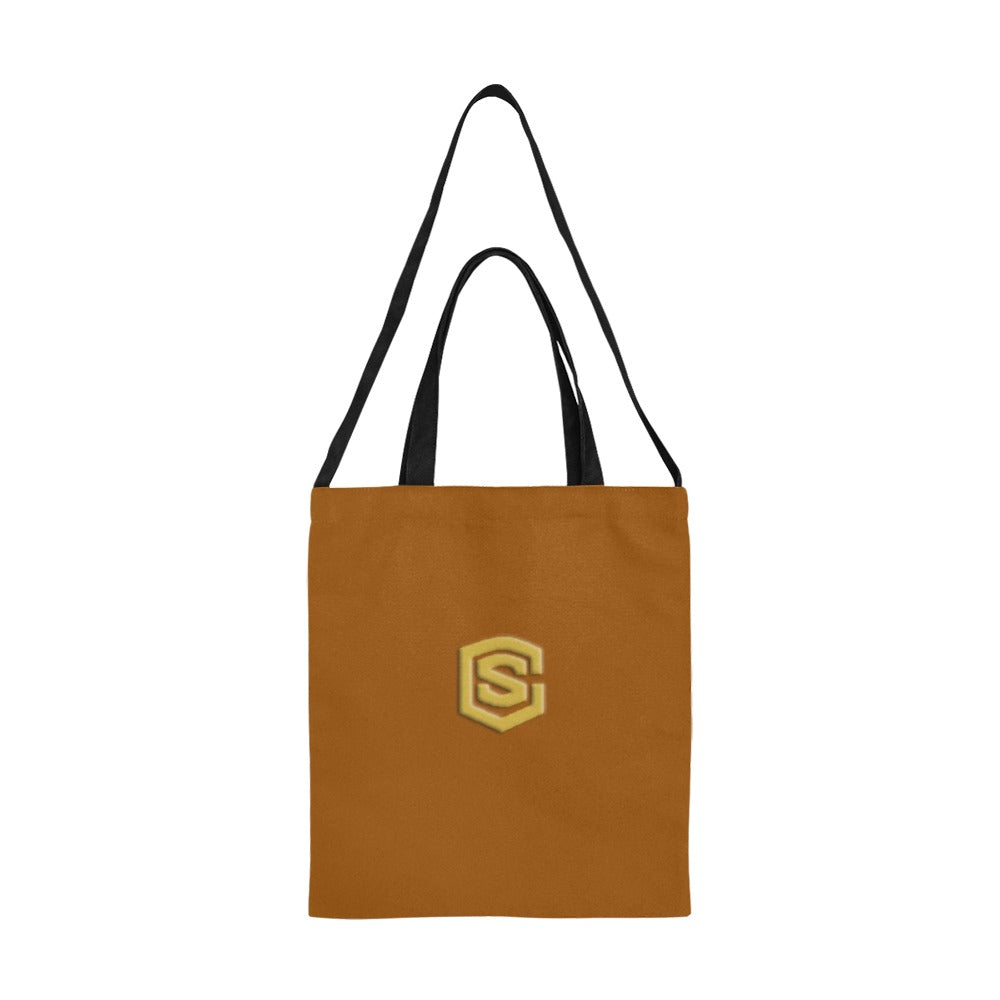 Brown All Over Print Canvas Tote Bag With Gold Logo All Over Print Canvas Tote Bag(Model1698)(Medium)
