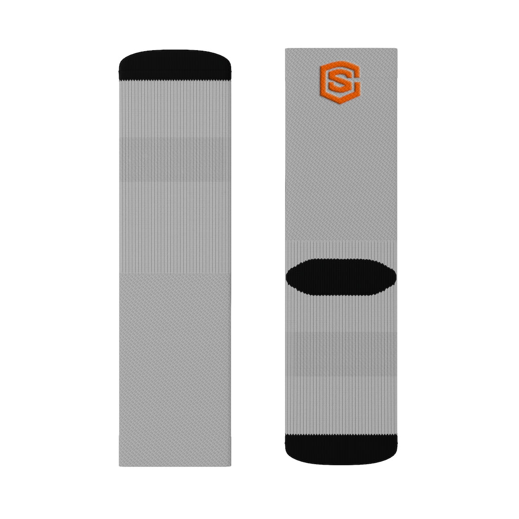 Grey Sublimation Socks Orange Logo