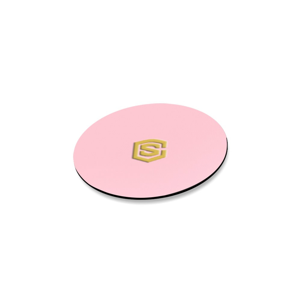 Pink Round Coaster with Gold Logo Round Coaster