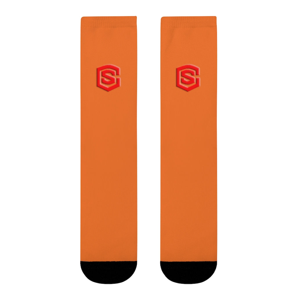 Orange Sublimation Crew Socks (EU) Red Logo