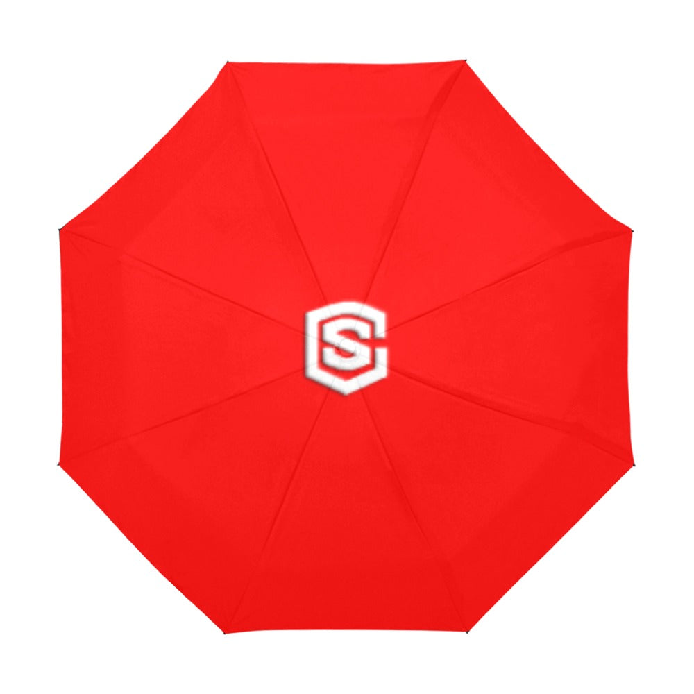 Red Anti-UV Automatic Umbrella With White Logo Anti-UV Automatic Umbrella(Outside Printing)(Model U09)