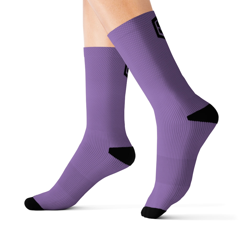 Light Purple Sublimation Socks Black Logo