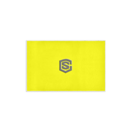 YELLOW SMALL AREA RUG WITH GRAY LOGO Area Rug 2.6' x 1.7'