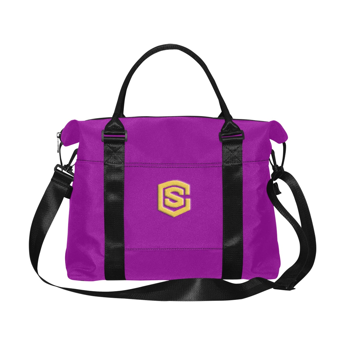 Purple Large Capacity Duffle Bag With Gold Logo Large Capacity Duffle Bag(Model1715)