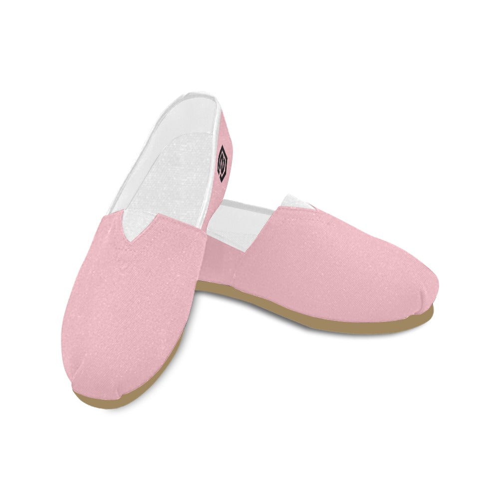 PINK casual shoes for women WITH BLACK LOGO Casual Canvas Women's Shoes (Model 004) (Designs are mirrored)