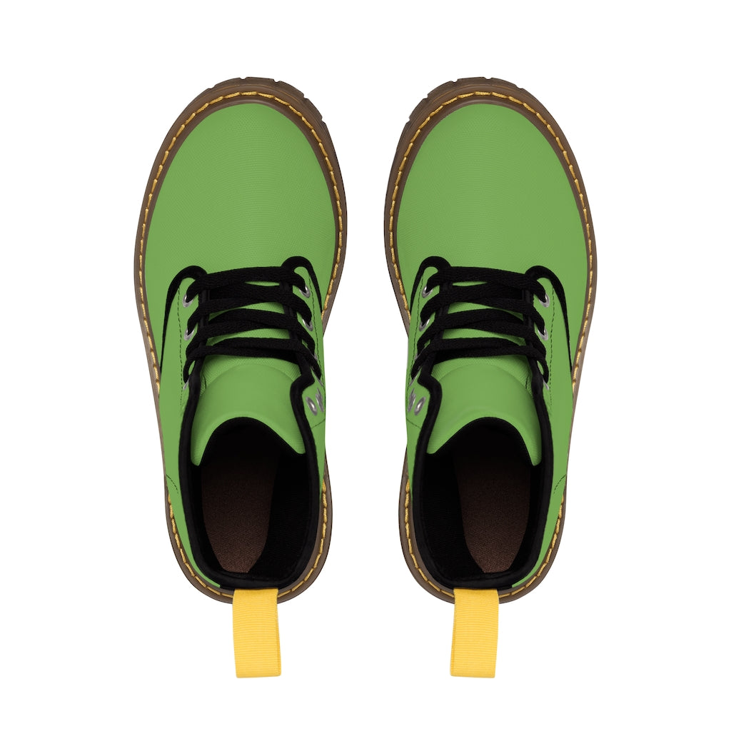 Green Men's Canvas Boots White Logo