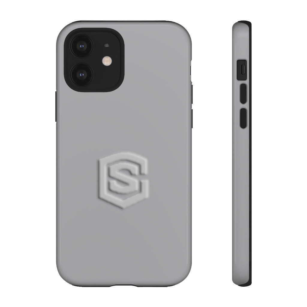 Grey Tough Cases Silver Logo