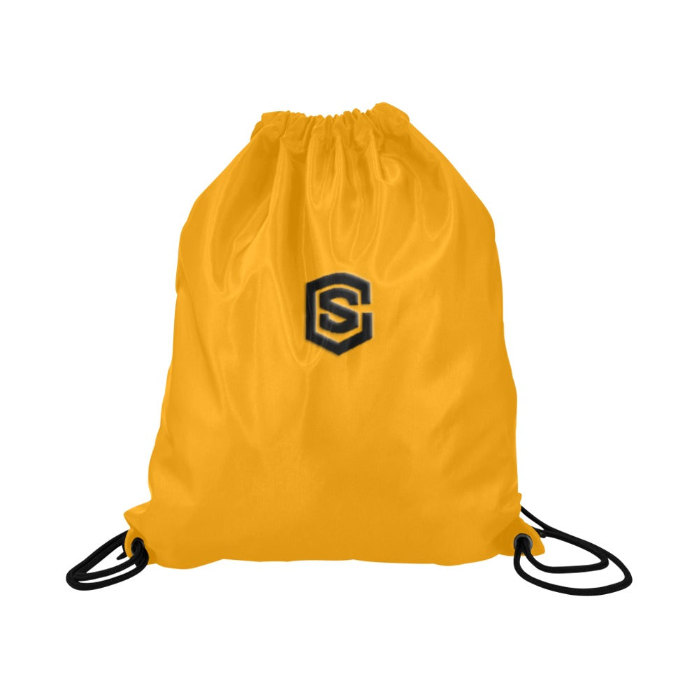 Orange Drawstring Bags Large With Black Logo Drawstring Bags (Model 1604) (Large)