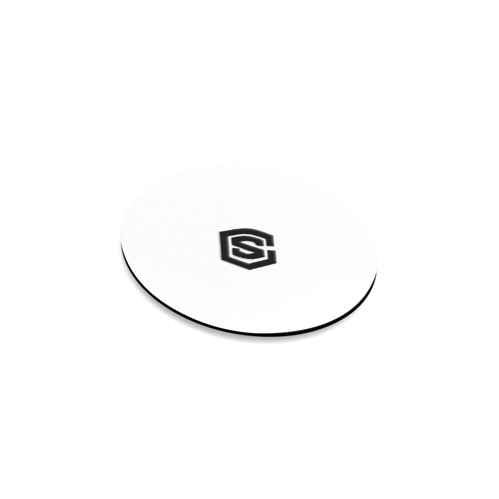 White Round Coaster with Black Logo Round Coaster