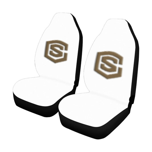 White Car Seat Covers Brown Logo Car Seat Covers (Set of 2)