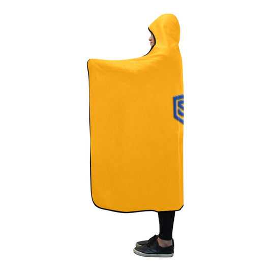 ORANGE Hooded Blanket WHITH BLUE  LOGO Hooded Blanket 80"x56"