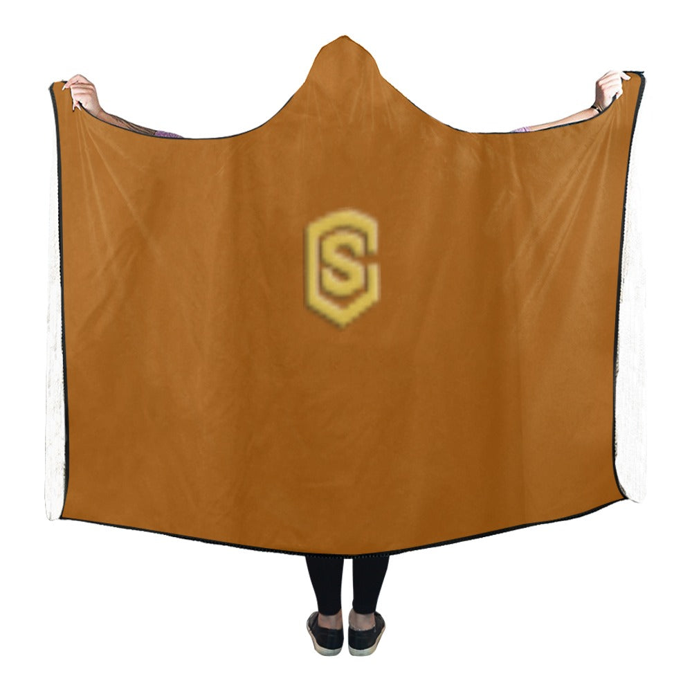 Brown Hooded Blanket 80"x56" with Gold Logo Hooded Blanket 80"x56"