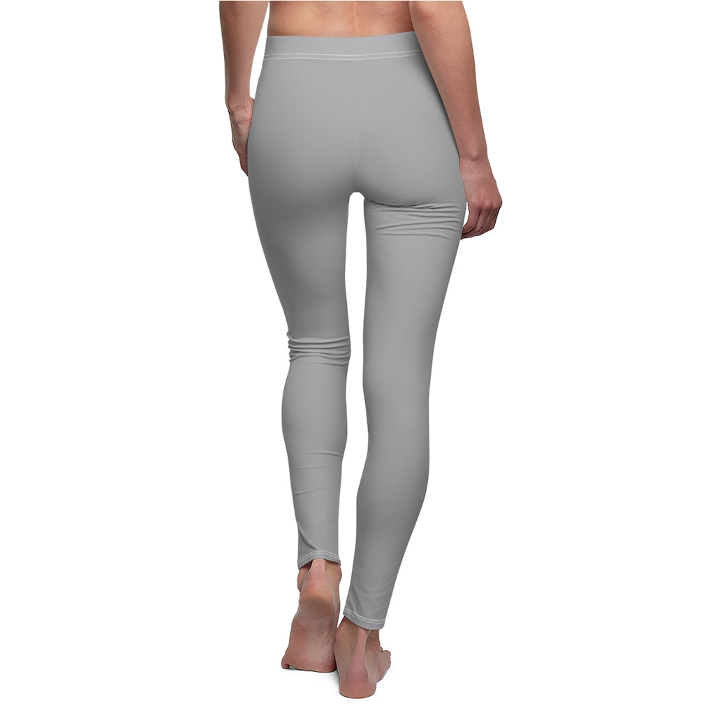 Grey Women's Cut & Sew Casual Leggings Pink logo
