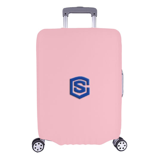 PINK LUGGAGE COVER WITH BLUE  LOGO Luggage Cover (Large Size) (26"-28")