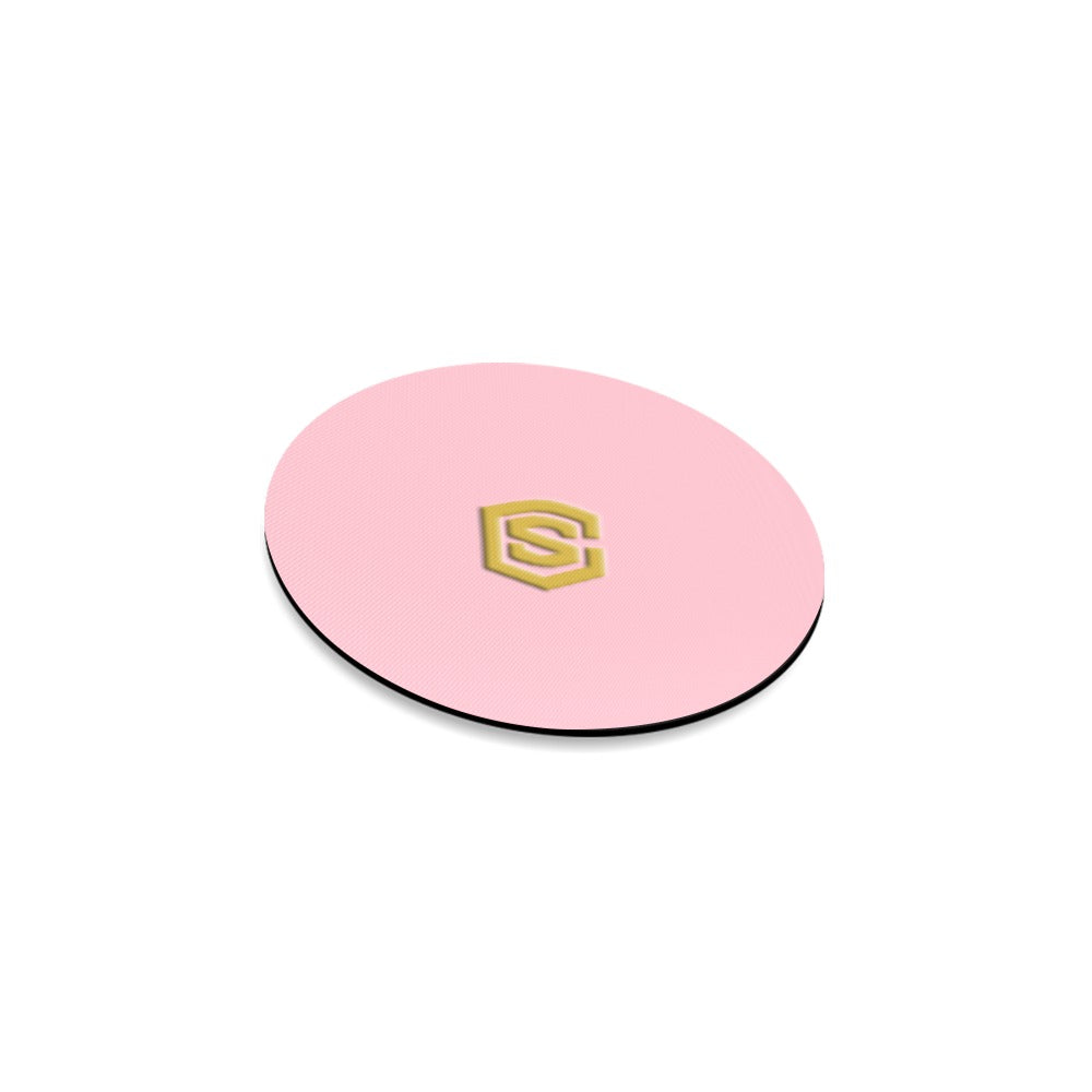 Pink Round Coaster with Gold Logo Round Coaster