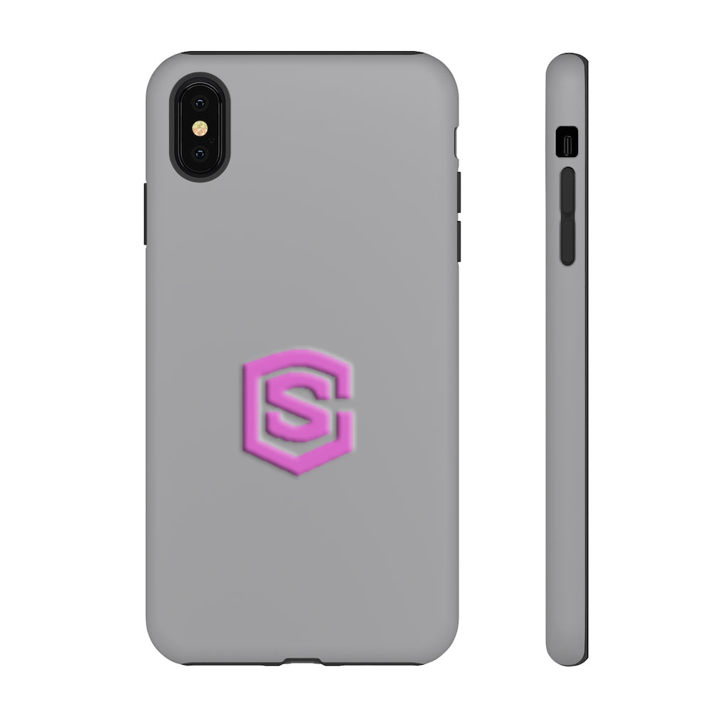 Grey Tough Cases Pink Logo