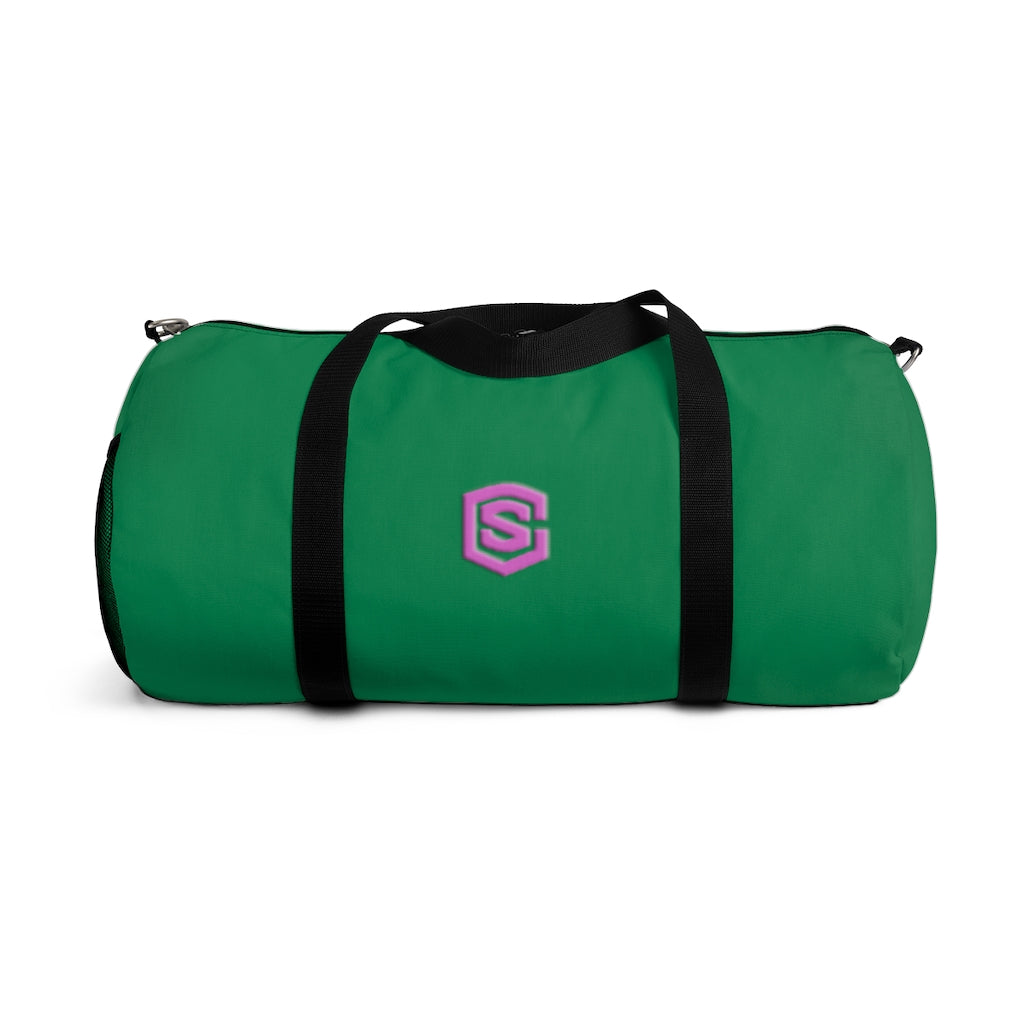 Green Duffel Bag Pink Logo