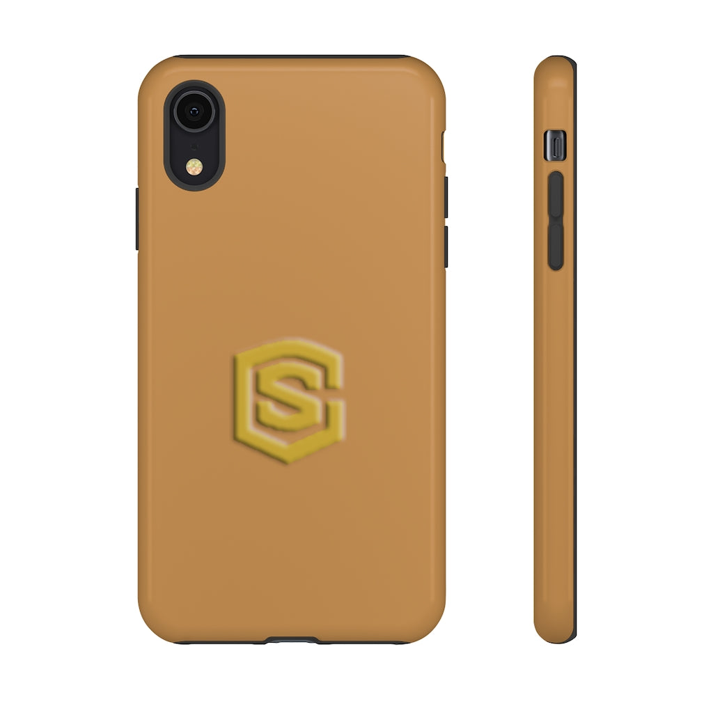 Light Brown Tough Cases Gold Logo