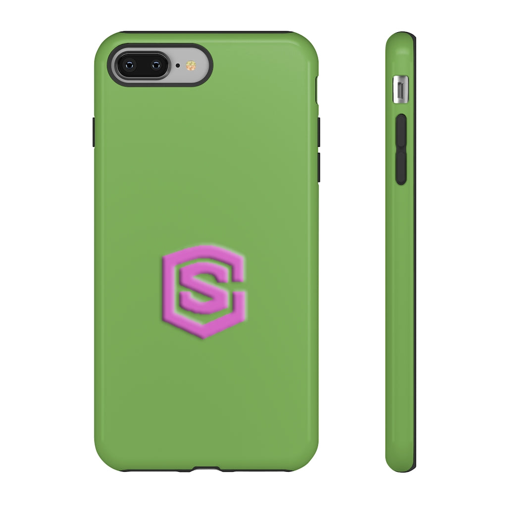 Green Tough Cases Pink Logo