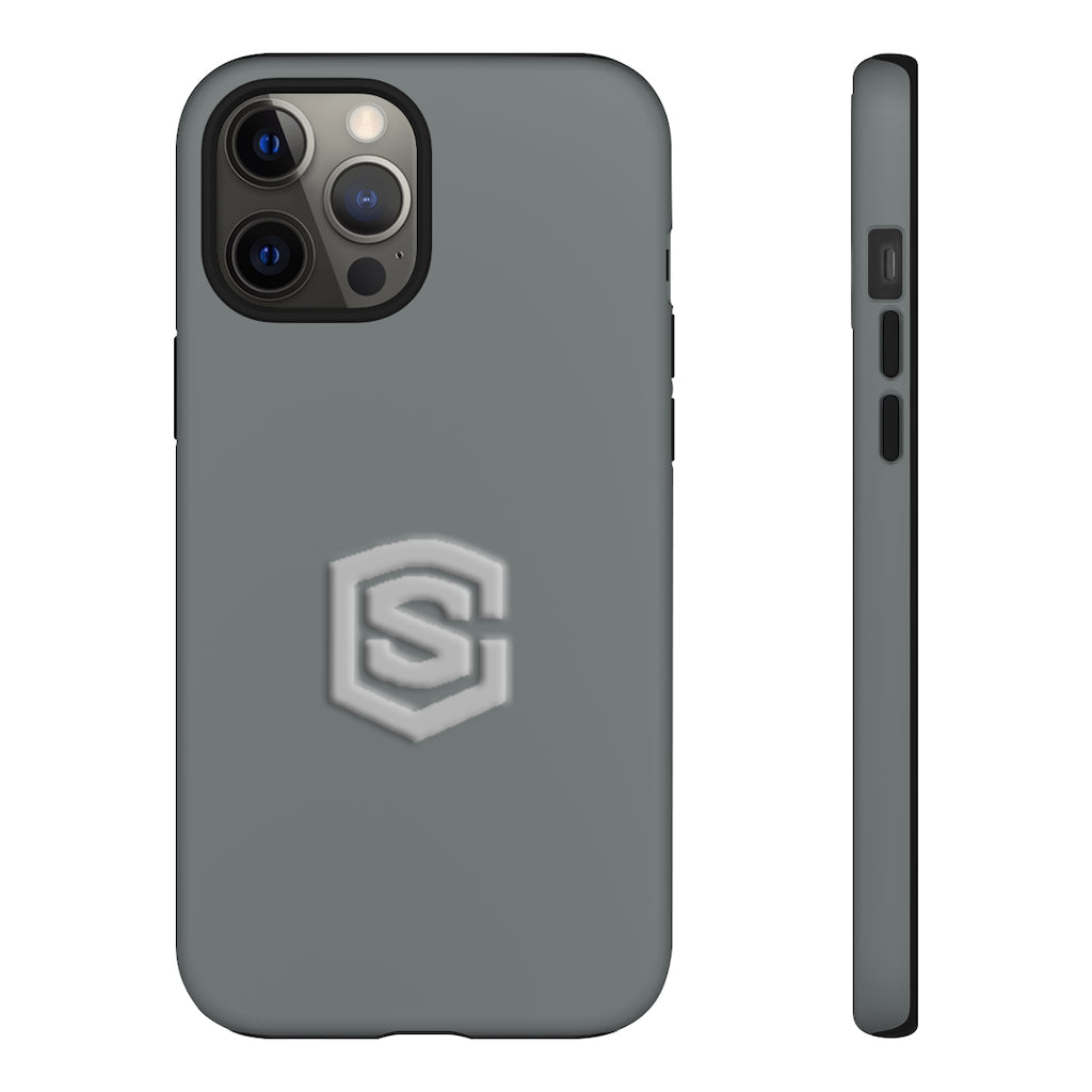 Grey Tough Cases Silver Logo