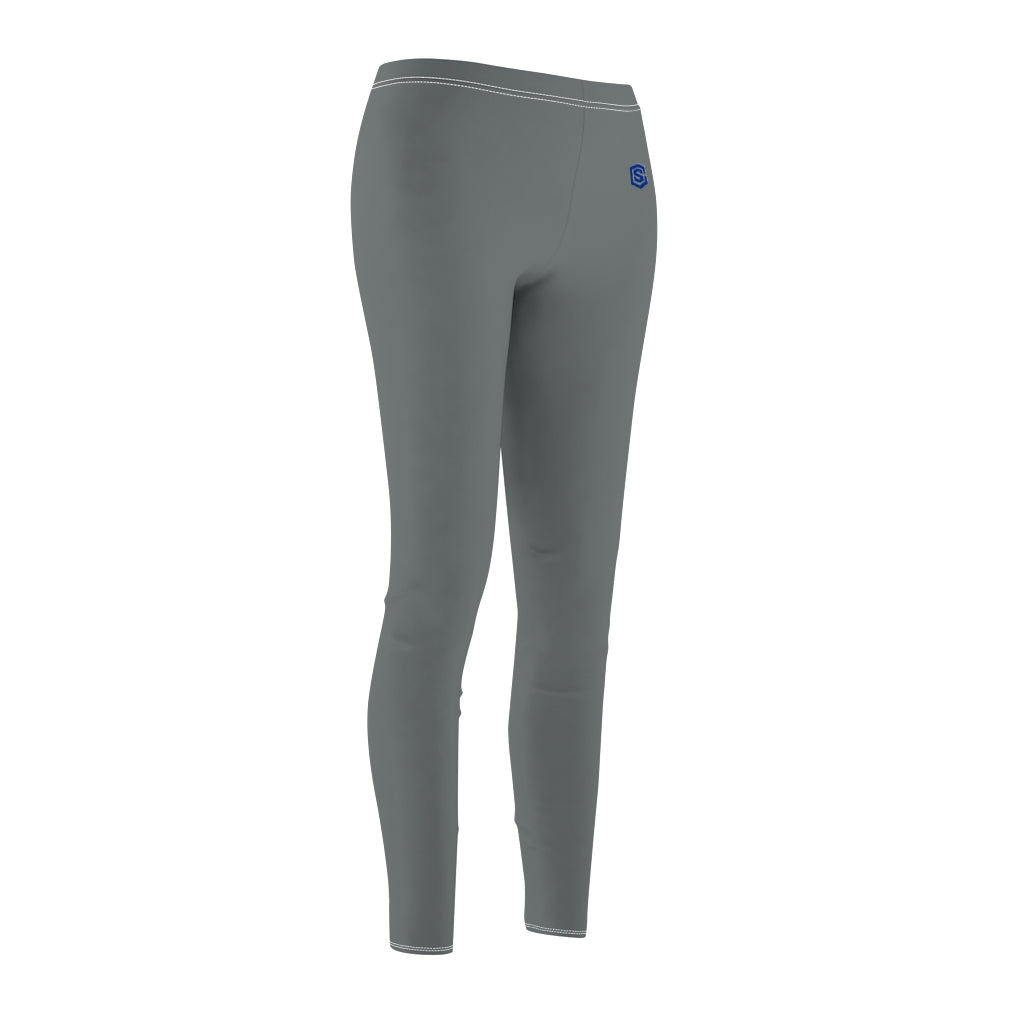Grey Women's Cut & Sew Casual Leggings Blue logo