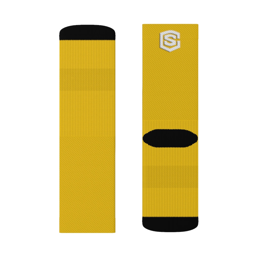 Dark Yellow Sublimation Socks White Logo