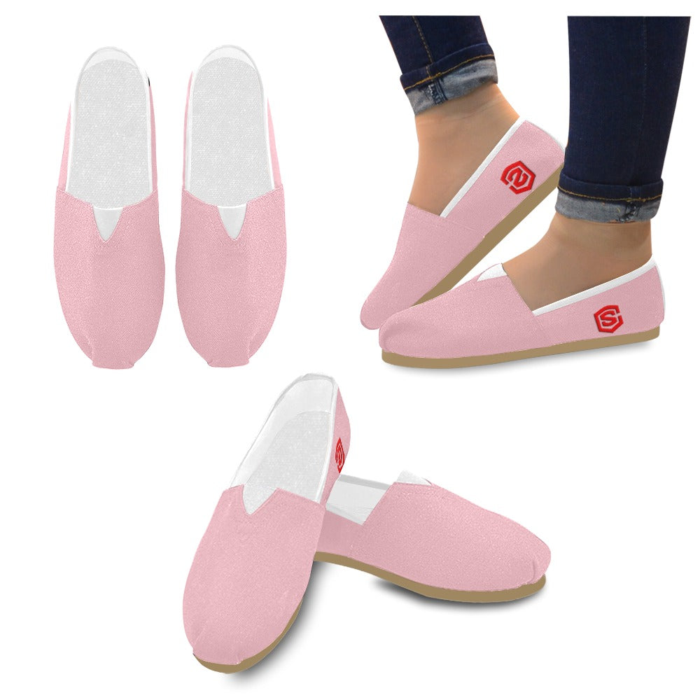 PINK casual shoes for women WITH RED LOGO Casual Canvas Women's Shoes (Model 004) (Designs are mirrored)