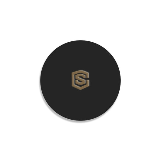 Black Round Coaster with Brown Logo Round Coaster