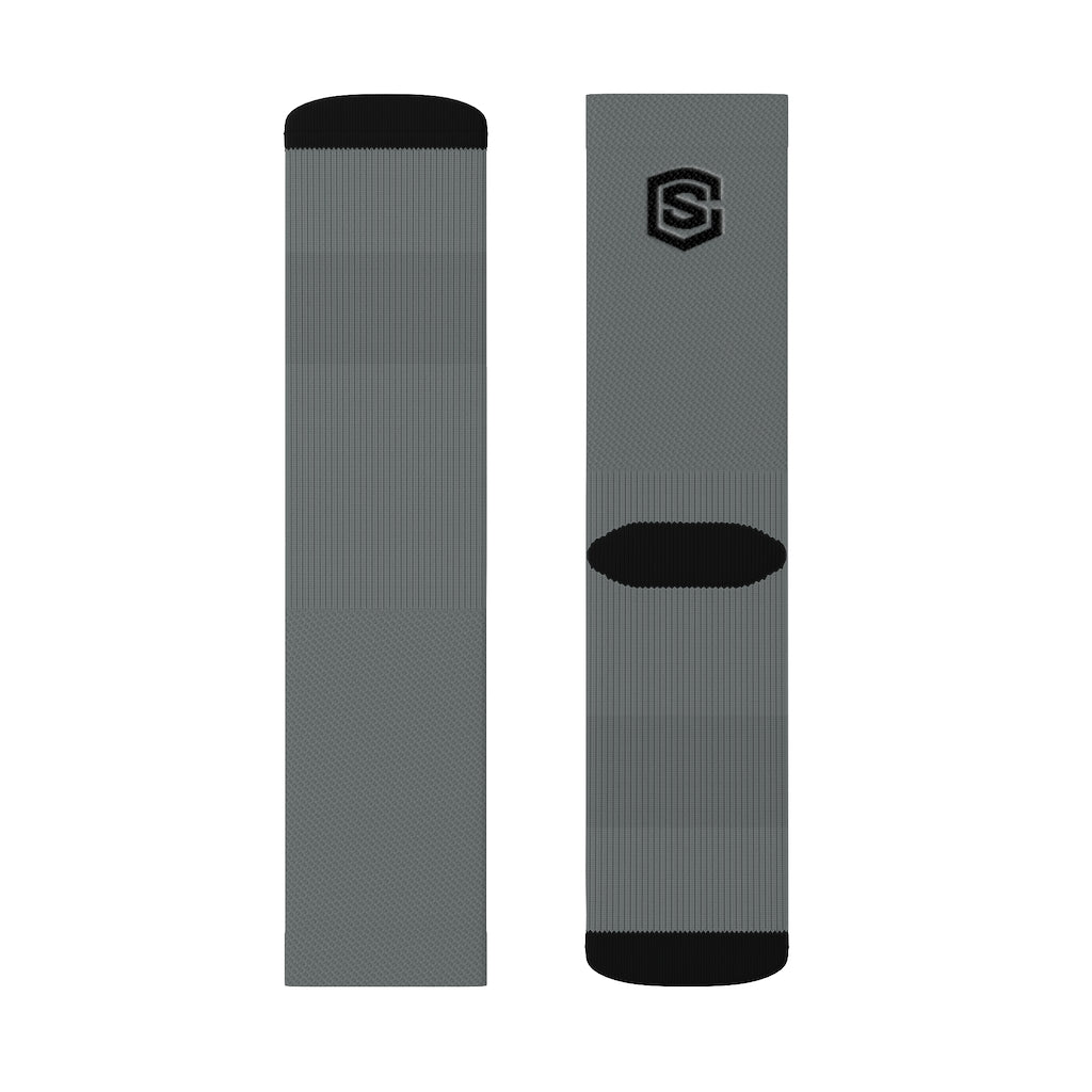Grey Sublimation Socks Black Logo