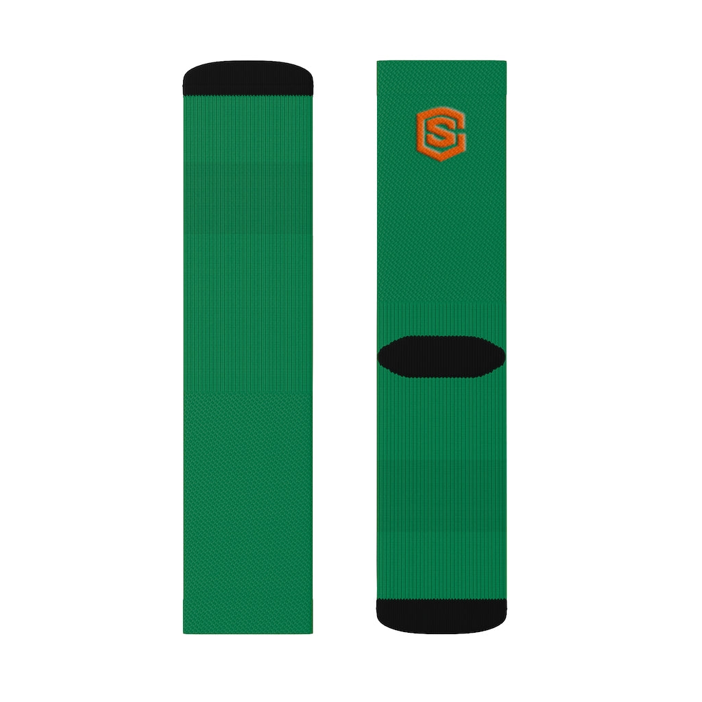 Green Sublimation Socks Orange Logo