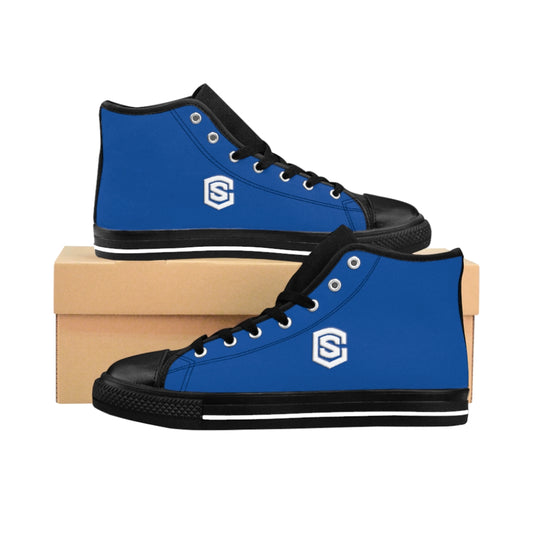 blue Men's High-top Sneakers - white logo