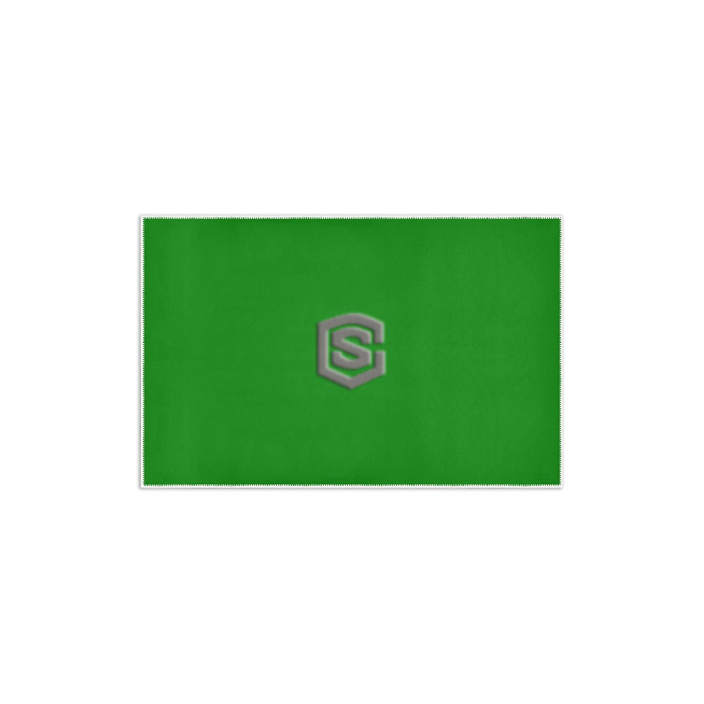 GREEN SMALL AREA RUG WITH GRAY LOGO Area Rug 2.6' x 1.7'