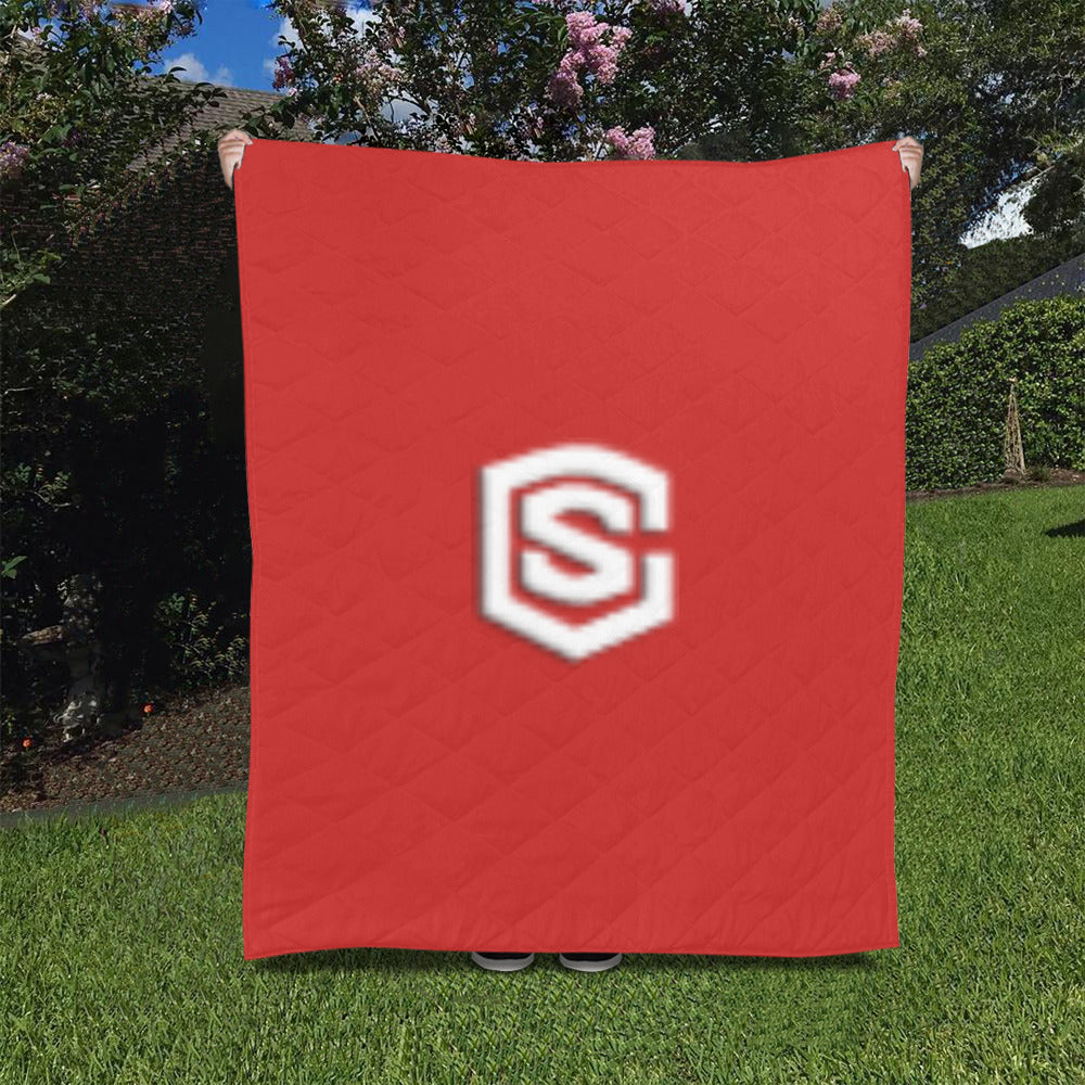 Red Custom Quilt White Logo Custom Quilt 50" x 60"