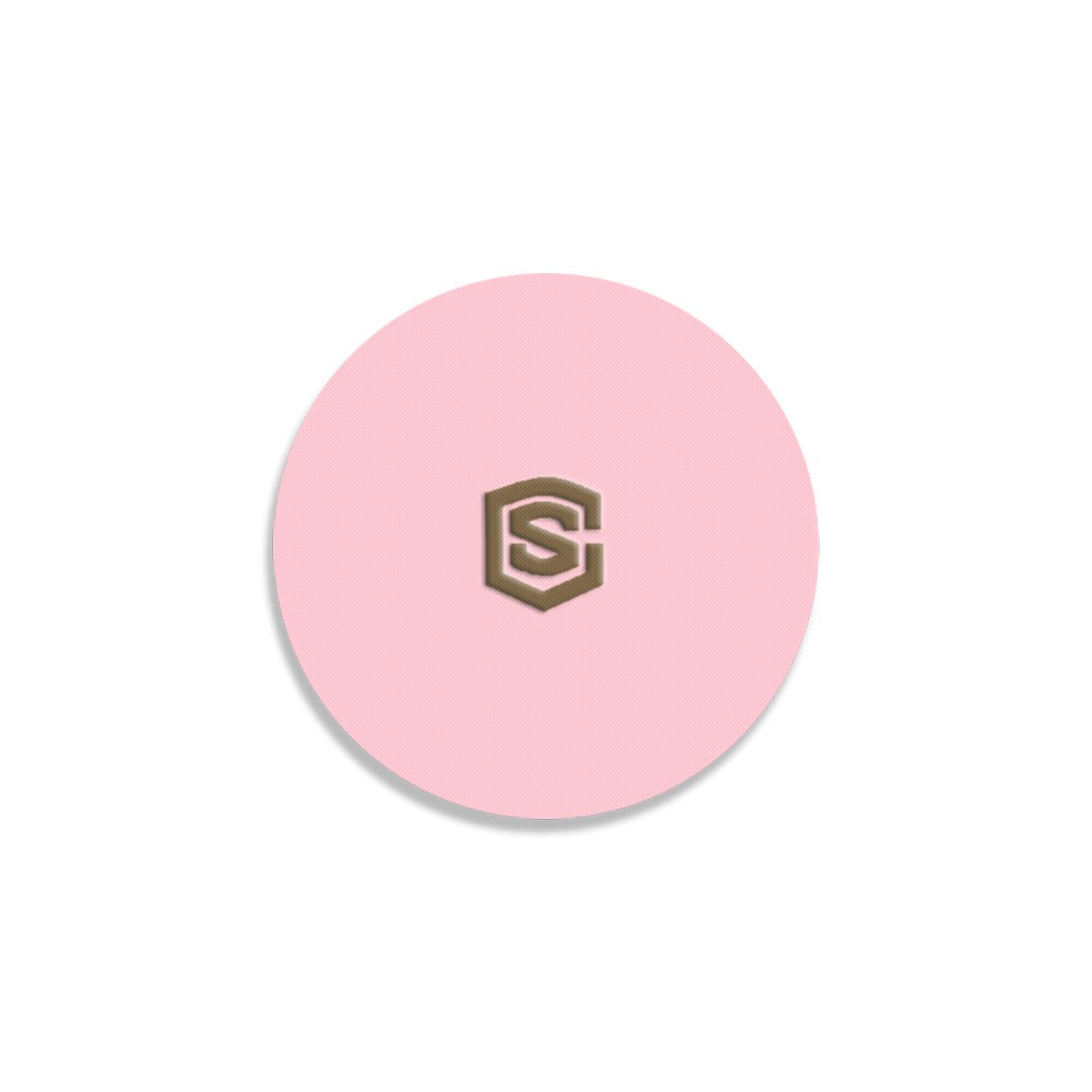 Pink Round Coaster with Brown Logo Round Coaster