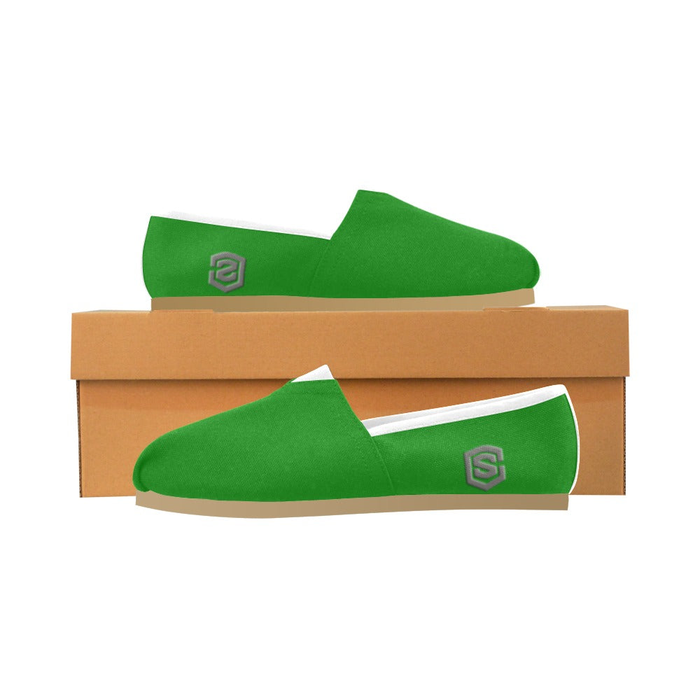 GREEN casual shoes for women WITH GRAY LOGO Casual Canvas Women's Shoes (Model 004) (Designs are mirrored)