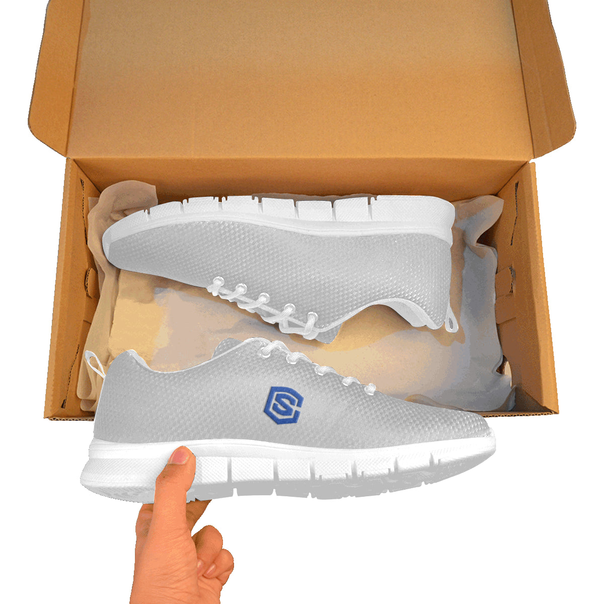 blue logo Women's Breathable Running Shoes (Model 055)