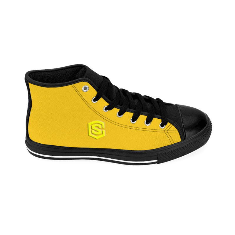 yellow Men's High-top Sneakers - yellow logo
