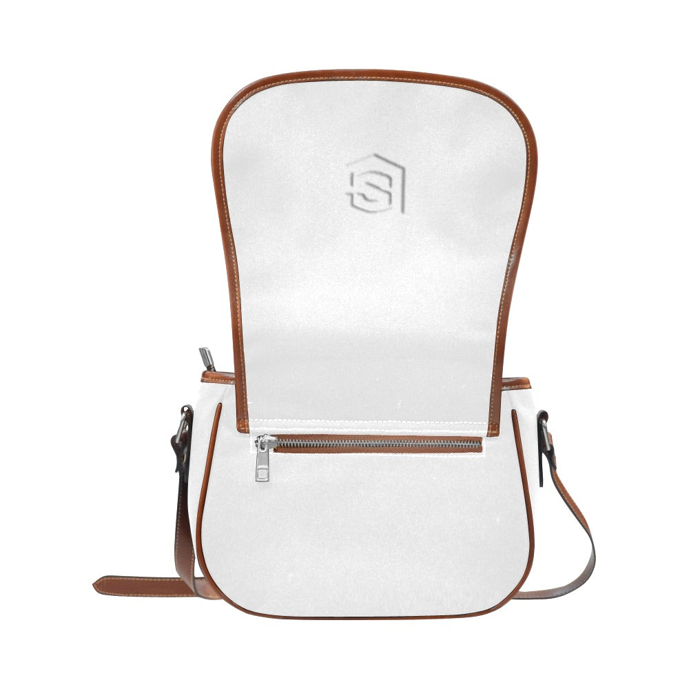 WHITE Saddle Bag WITH WHITE LOGO Saddle Bag (Model 1649) (Small)
