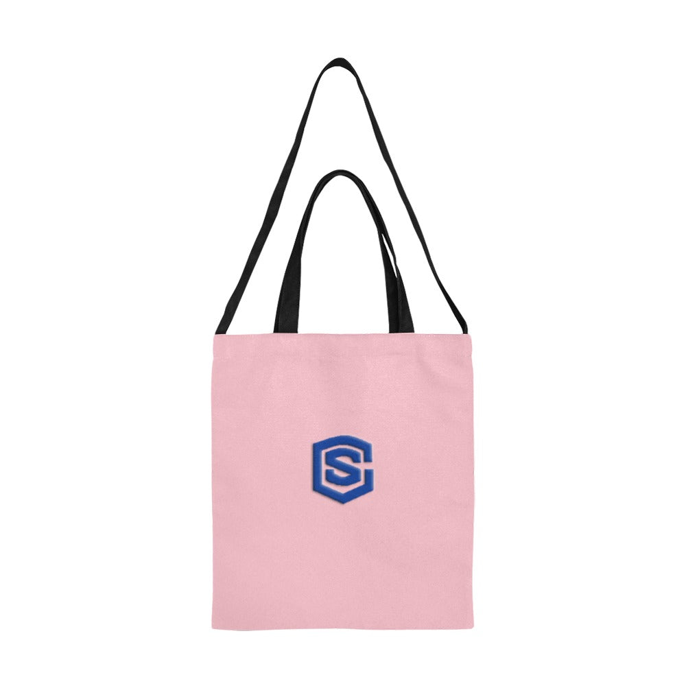 Pink All Over Print Canvas Tote Bag With Blue Logo All Over Print Canvas Tote Bag(Model1698)(Medium)