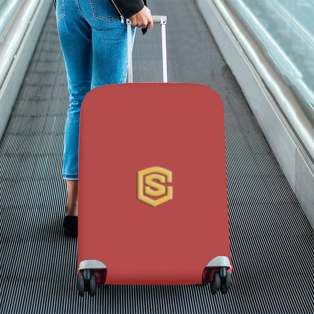 BROWN LUGGAGE COVER WITH GOLD LOGO Luggage Cover (Large Size) (26"-28")