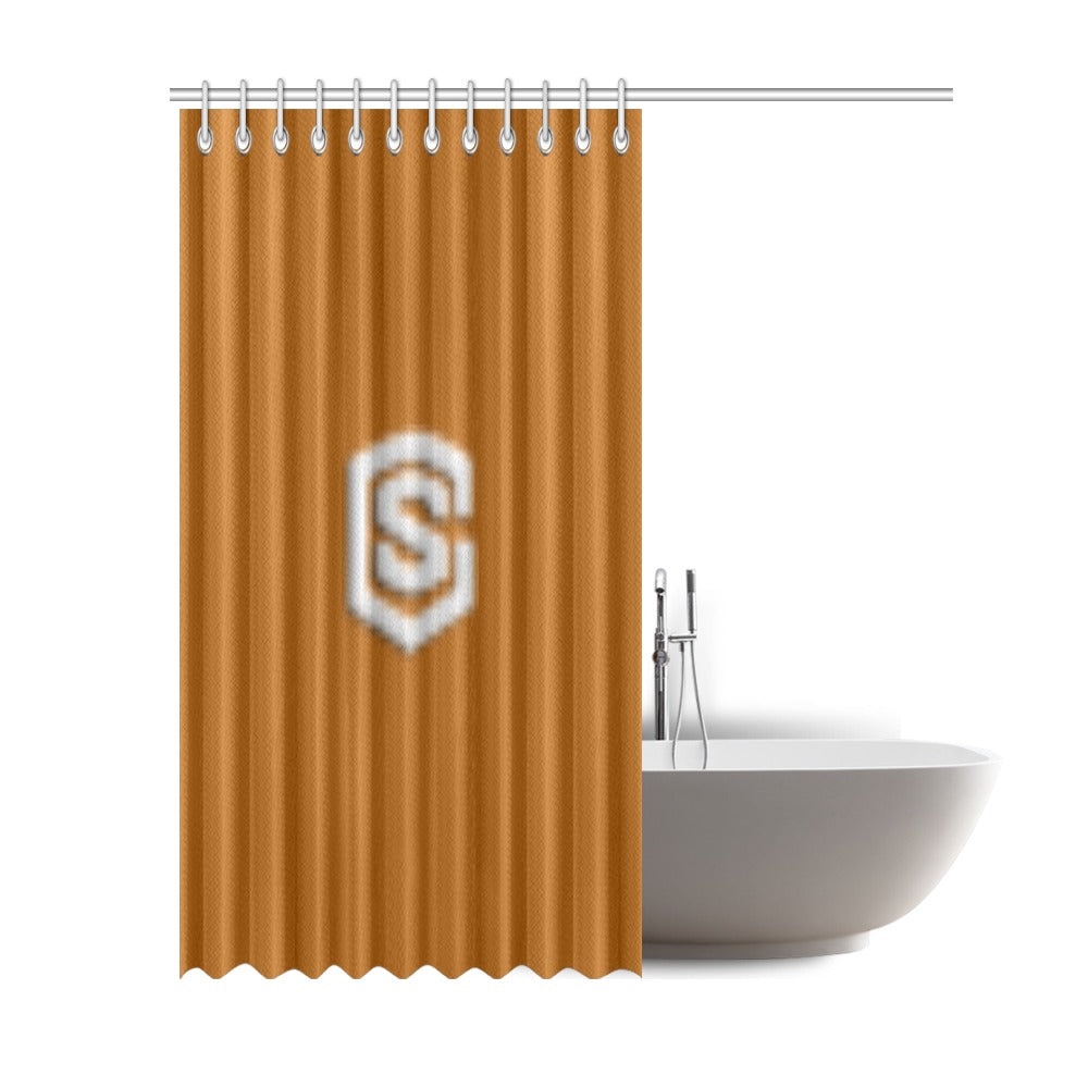 Brown Shower Curtain 69"x84" with Silver Logo Shower Curtain 69"x84"