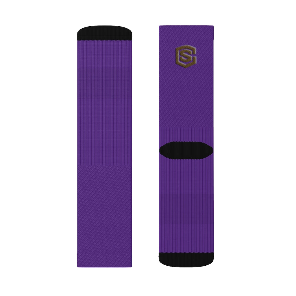 Purple Sublimation Socks Brown Logo