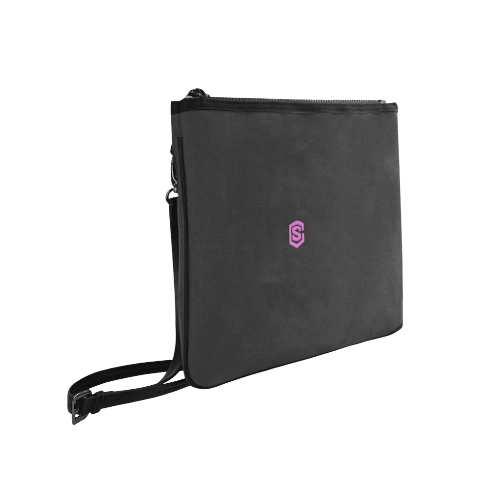 BLACK SLIM CLUTCH BAG pink logo Slim Clutch Bag (Model 1668)